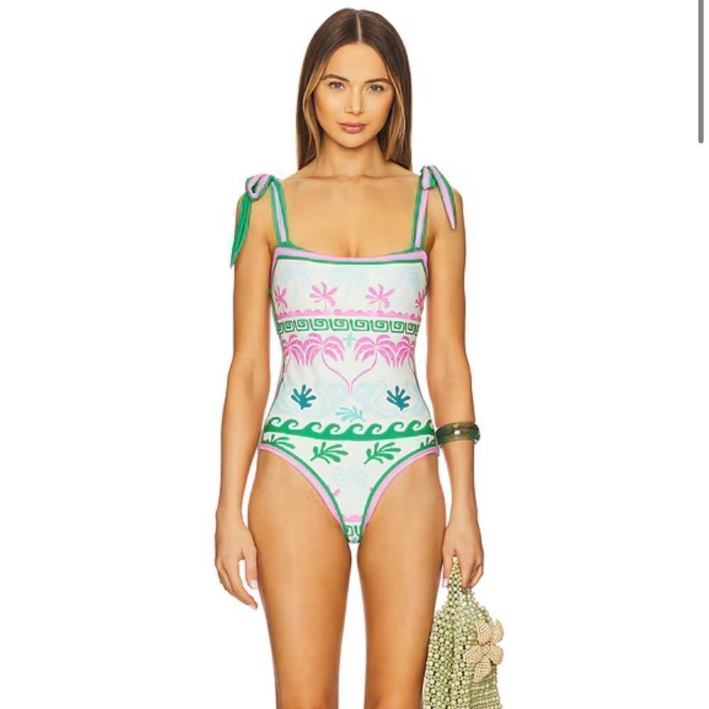 Beach Riot Shona Women's Tropical Palm One-Piece Swimsuit Size S NWOT